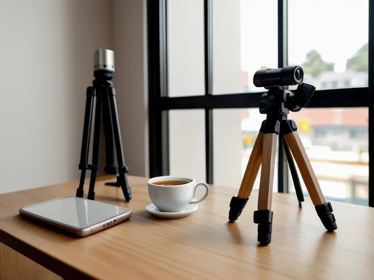 Ein Funkmikrofon-Empfänger angeschlossen an ein Smartphone auf einem Gimbal.