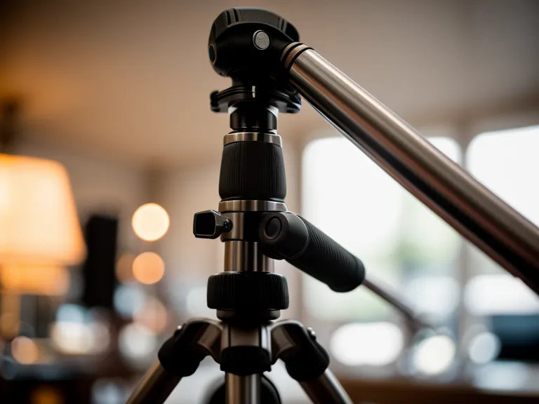 Hand führt den Schwenkarm eines Fluid-Head Videokopfes beim Café-Dreh — Stativ-Zubehör für ruhige Content-Creation