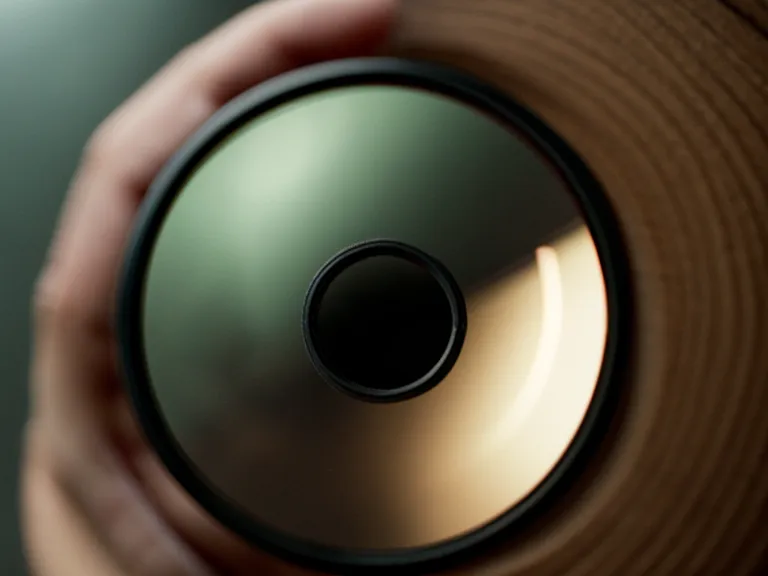 Nahaufnahme eines Clip-on ND-Filters, der an eine Smartphone-Linse angebracht wird.