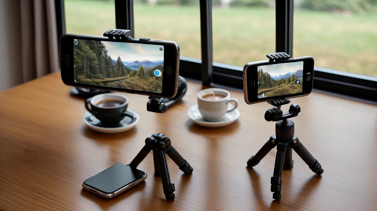 Slider für Smartphone Videos für flüssige Kamerafahrten in kleinen Cafés