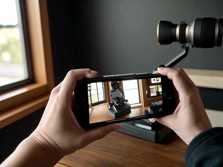 Manuelle Führung des Smartphones über eine hölzerne Tischkante für flüssige Videoaufnahmen