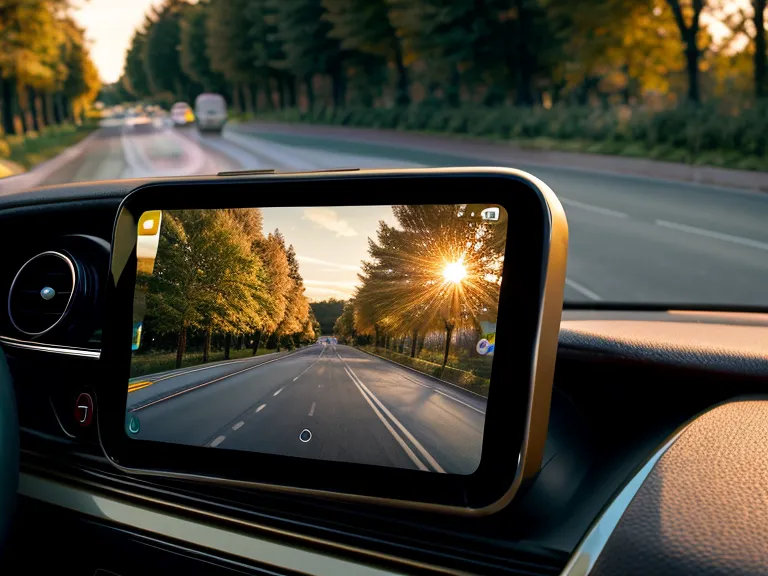 Smartphone-Display mit manuellen Videoeinstellungen in einer stabilen Fahrzeughalterung
