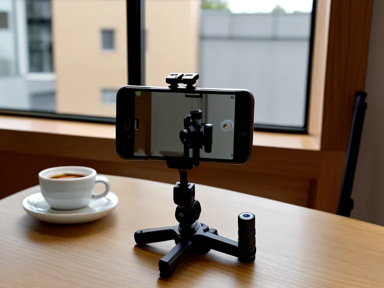 Filmemacher nutzt ein Smartphone-Cage für stabile Aufnahmen in Hamburg