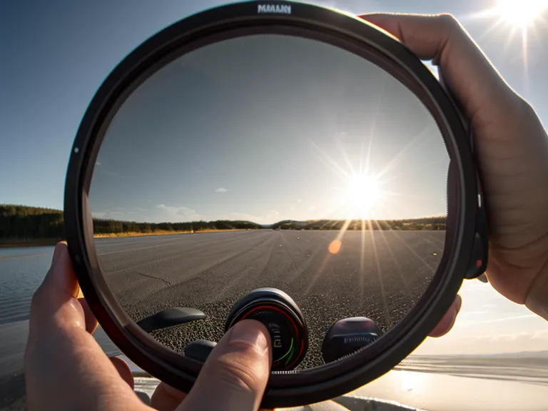 ND Filter wird vor eine Smartphone Linse gehalten um die Belichtung zu steuern